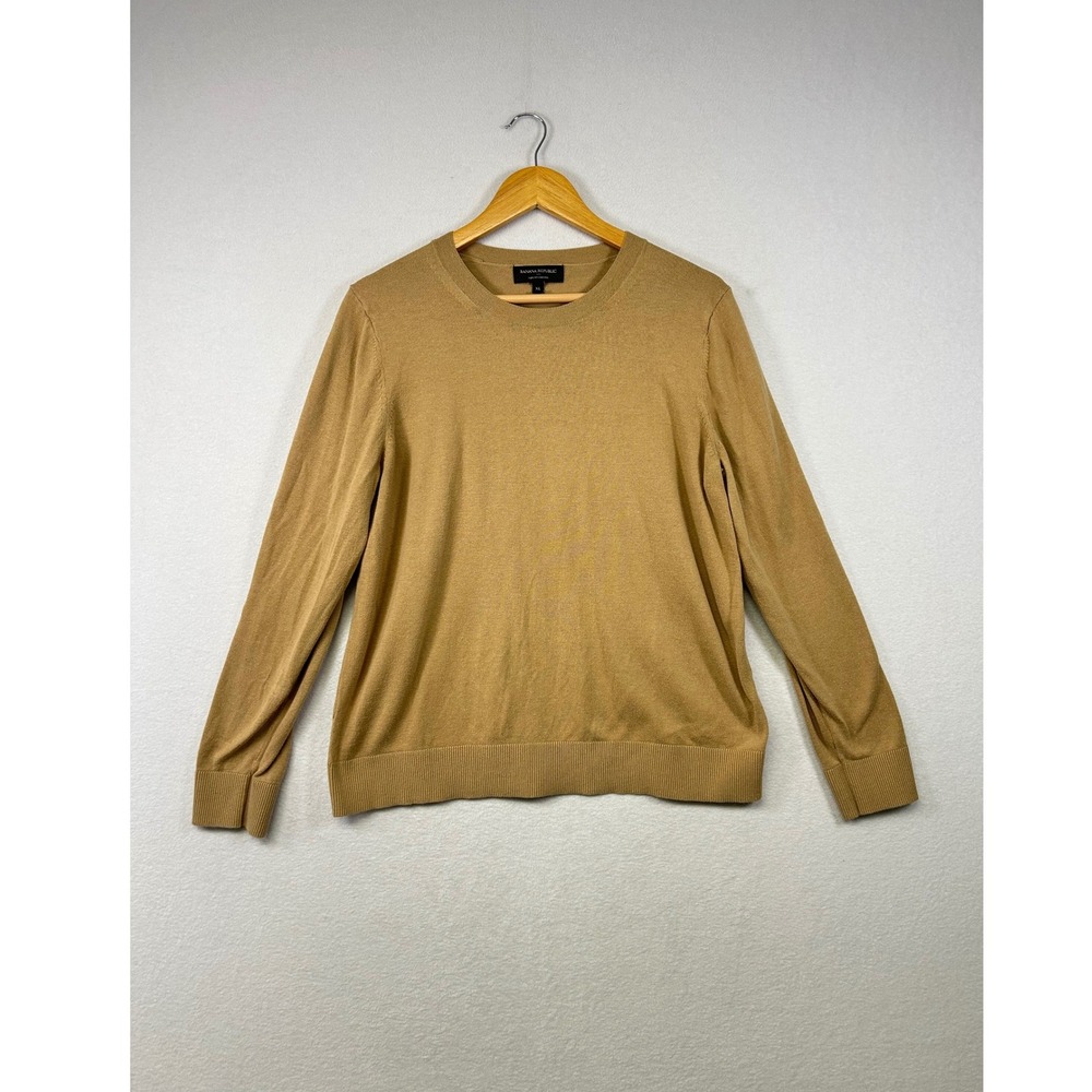 Banana Republic Forever Sweater Camel Tan Crew Neck Long Sleeve Mens XL‎